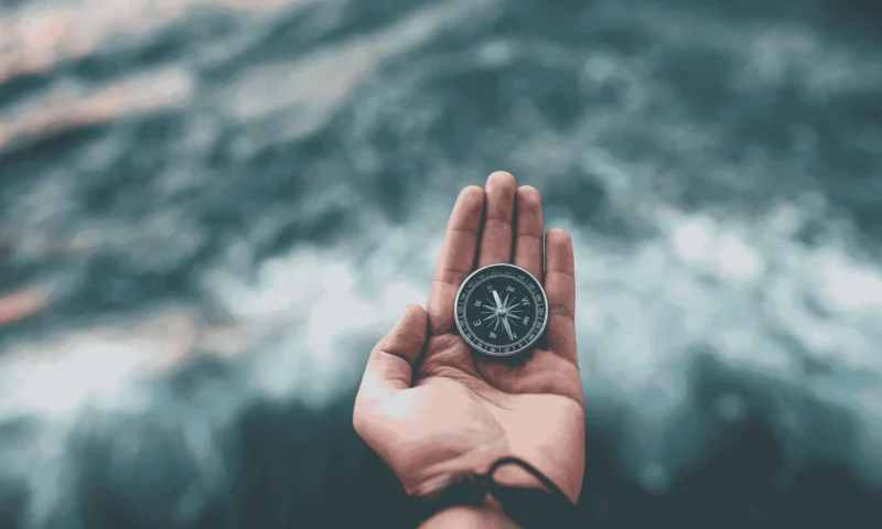 compass in hand